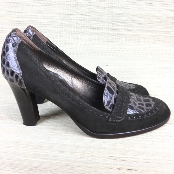 Serena Shoes - SERENA Italy Crocodile Print Leather/Suede  Heels